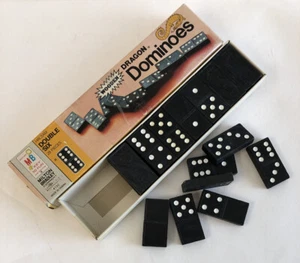 Milton Bradley Wooden Dominies Double Six Dragon Vintage Circa 1970 - Bild 1 von 11