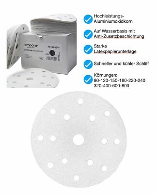 ATLAS empora klett exzenter schleifscheibe schleifpapier 15 loch 150mm premium 100 st.