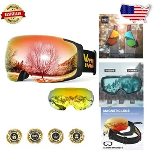 Anti-Fog and UV Protection Snow Goggles - Magnetic Lens for All Conditions - Picture 1 of 11