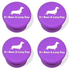 Silicone Wine Bottle Stopper Set of 4 Funny It's Been A Long Day Dachshund - Picture 1 of 8