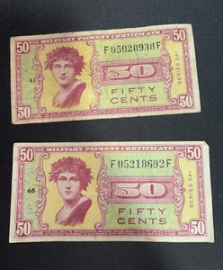 2 SERIES 541 50 FIFTY CENTS MPC MILITARY PAYMENT CERTIFICATE *REPLACEMENT* . - Picture 1 of 6