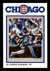 ANDRE DAWSON SIGNED 1987 CUBS DAVID BERG - ON-CARD AUTO - CHICAGO CUBS
