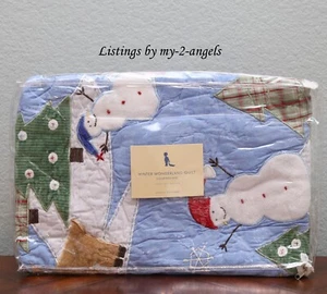 Pottery Barn Kids WINTER WONDERLAND Crib Quilt Nursery Bedding Christmas snowman - Picture 1 of 3
