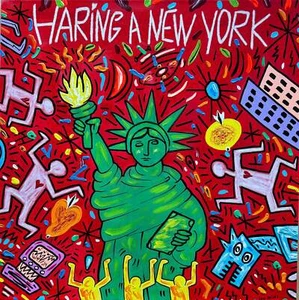Haring a New York Bruno Donzelli Dipinto Quadro Olio su Tela con Cornice 100x100 - Bild 1 von 1