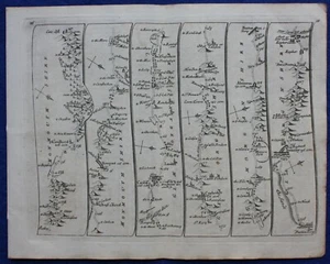 CARDIFF, ST DAVIDS, original antique road map, SENEX, OGILBY, Pl 16-17, 1762 - Picture 1 of 4