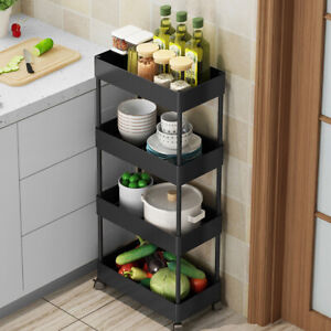 Slide Out Slim Kitchen Storage Fruit Vegetable Rack Trolley Shelves Organiser