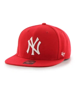 New York Yankees '47 Brand Sure Shot Captain Snap Back Hat - Red - Picture 1 of 2