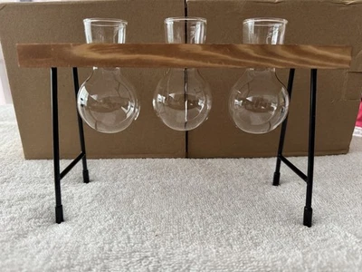 3er Reagenzglas Vase Reagenzglasständer Glasvase Blumen - Bild 1 von 3