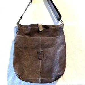 Vtg Kenneth Cole Chocolate Brown Suede Leather Crossbody Messenger Shoulder Bag - Picture 1 of 15
