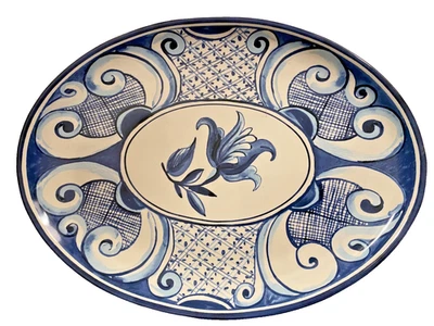 Plato ovalado Williams Sonoma Porto azul blanco nuevo Foto 1 de 4