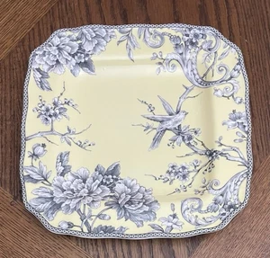 222 Fifth PTS International Adelaide Yellow 11” Square Dinner Plate Fine China + - Picture 1 of 3