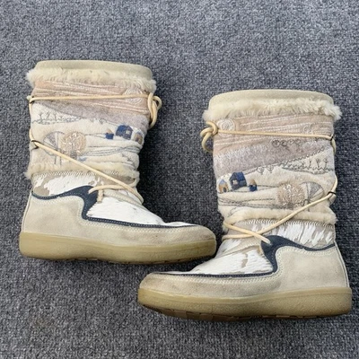 Botas de piel bordadas de esquí Technica Apres vintage hechas en Italia para mujer talla 38 Foto 1 de 4
