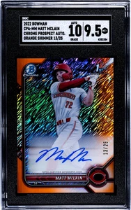 Matt McLain 2022 Bowman Chrome 1st Year Orange Shimmer Refractor Auto SGC 9.5 10 - Picture 1 of 2