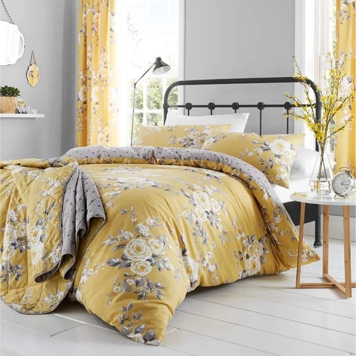 Catherine Lansfield Canterbury Ochre Bedspread 220 X 230cm -