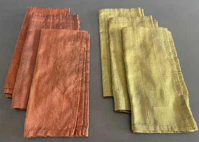 Silk Blend Napkins Set 6 Gold Rust Natural Fiber Resource India Overseas 19 x 19 - Image 1 of 4