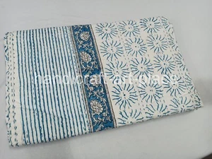 Sun Print Indian Hand Block Print Quilt With Kantha King Size Bedspread King - Picture 1 of 7