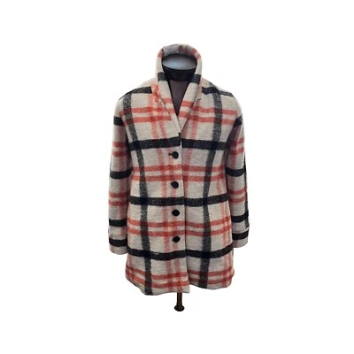 Abrigo a Cuadros Cartonnier Anthropologie Mezcla Lana Hetty Rojo Negro Gris Talla Pequeña Foto 1 de 4