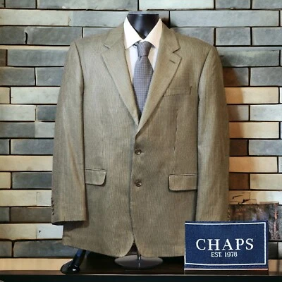 Abrigo deportivo Chaps para hombre 42L beige microcheck ventilación única 100 % seda Foto 1 de 4