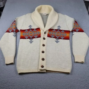 Vintage Pendleton Shawl Cardigan Sweater Mens M Beige Native Aztec Western 70s - Picture 1 of 13