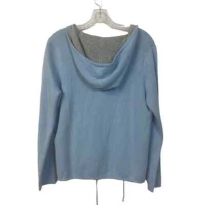 Women's M BELFORD Pima Cotton Hoody Zip Front Blue Gray - Picture 1 of 9