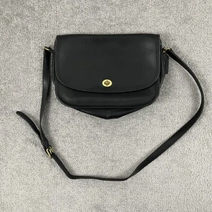 Borsa da città Coach 9790 vintage ferramenta ottone pelle nera tracolla - Foto 1 di 14
