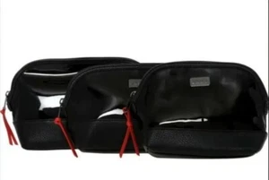 DKNY Three Pieces Black Cosmetic Bag Set Small Medium & Large New - Picture 1 of 1
