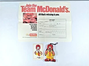 Lot of Vintage McDonald's, P.L.A.Y. Card #24, Job Application Place mat, Doll - Picture 1 of 5