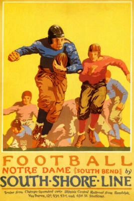 PÓSTER REPRO DE COLECCIÓN DE FÚTBOL AMERICANO COSTA CHICAGO FÚTBOL UNIVERSITARIO NOTRE DAME Foto 1 de 3