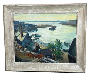 Ann Riley Bethlehem PA Signed Original Oil Painting Framed Rockport Harbor MA - Picture 1 of 20