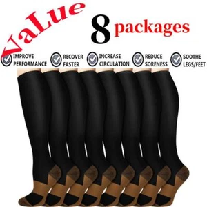 Compression Socks Stockings Women Men Knee High Medical Pain Relief 15-20mmHg - Picture 1 of 22