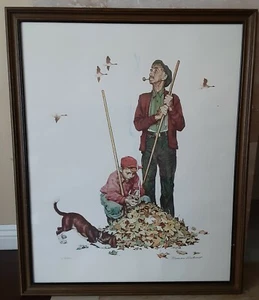 Original Norman Rockwell Hand-Signed Lithograph Grandpa And Me - Picture 1 of 12