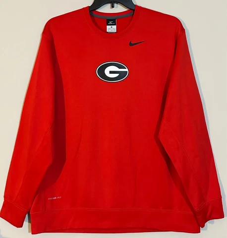 Nike Therma Fit Georgia Bulldogs Men's Size XL Crewneck Sweatshirt Red color UGA Cover