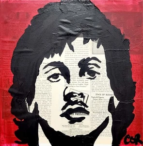 CORBELLIC EXPRESSIONISM 12X12 ROCKY BOXING HANDMADE SIGNED COLORFUL ART PAINTING - Picture 1 of 9