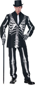 Bone Daddy Skeleton Adult Mens Costume Black Suit Jacket Halloween
