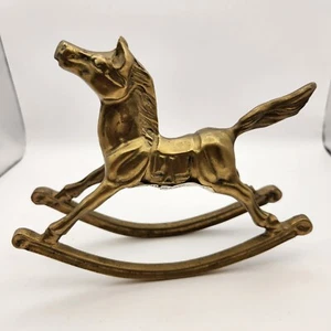 VTG Solid Brass Rocking Horse 8"x6"x2.5" - Picture 1 of 10