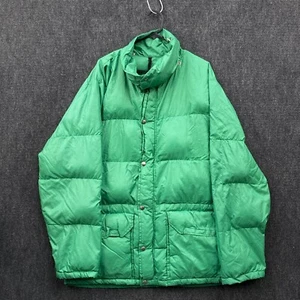 Vintage North Face Puffer Down Jacket Green Brown Label USA 70s 80s Rare Mens L - Picture 1 of 21