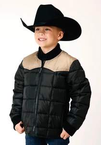 Roper Boys Western Polyfill Black 100% Polyester Softshell Jacket - Picture 1 of 4