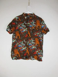 Camicia uomo massiccia drago e tigre con bottoni manica corta regolare taglia L marrone - Foto 1 di 7