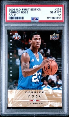 2008-09 Upper Deck First Edition Gold #259 Derrick Rose RC PSA 10 GEM MINT POP 1 - Image 1 of 2