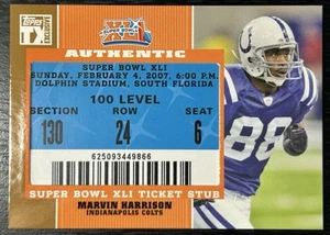 2007 Topps TX Exclusive Super Bowl Stubs Marvin Harrison #SB-MH HOF SP Insert - Picture 1 of 2