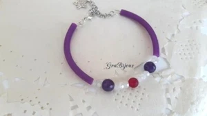 Bracciale donna rigido con pietre dure in agata viola e cipollotti ab - Picture 1 of 1