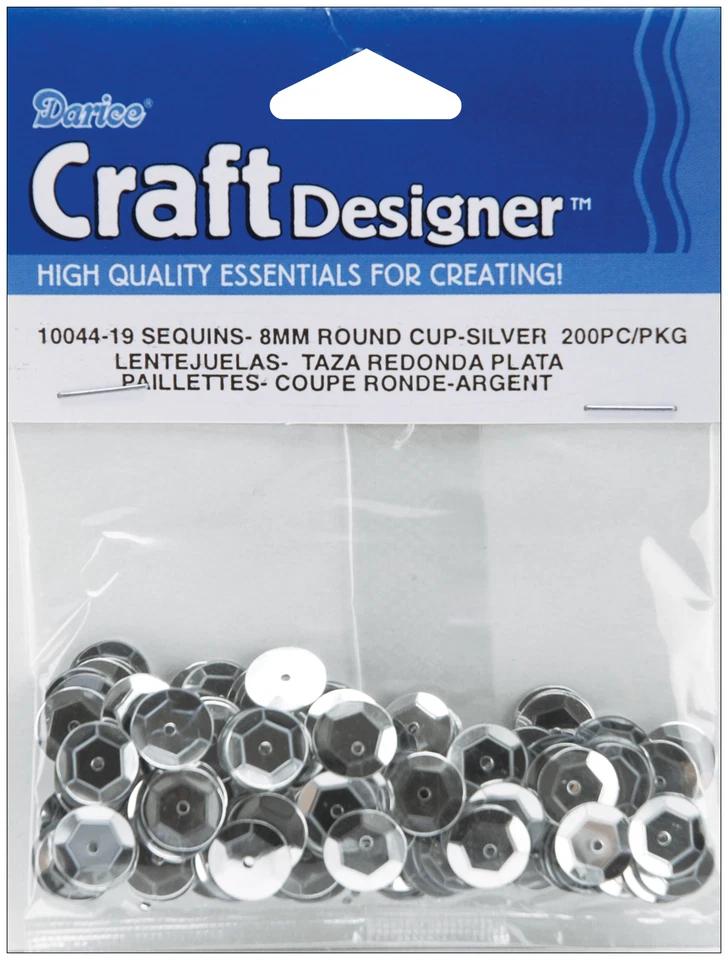 Lentejuelas ahuecadas Darice plateadas 8 mm (200 piezas) Foto 1 de 1