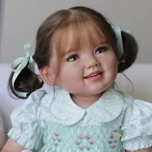 Niedliche 28" Kleinkind Mädchen fertige Reborn Baby Puppe handgerootetes Haar Stoff Körper Geschenk - Bild 1 von 5