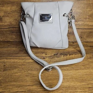 Nicole by Nicole Miller cream vegan leather crossbody purse 9in x 10in.  - Picture 1 of 9