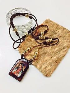 Escapulario Virgen de Guadalupe con bolas de Oro Laminado hecho a mano - Picture 1 of 6