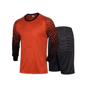 Boys Football Goalkeeper Jersey Soccer Goalie Uniform Padded T-Shirt with Shorts - Picture 1 of 22