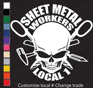 UNION SKULL SHEET METAL WORKERS/TINNERS customizable vinyl decal sticker - Picture 1 of 6