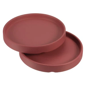 2pcs 4.5" Ceramic Round Plant Pot Saucers Flower Drip Tray Indoor Outdoor Maroon - Picture 1 of 5