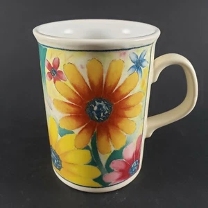 Taza de gres inglesa fina - 4′′ x 3′′ floral amarilla y roja sin usar, hecha en Inglaterra - Imagen 1 de 4