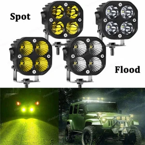 Barra de luces de trabajo LED de 3 pulgadas vainas punto inundación conducción niebla ámbar blanco camión todoterreno - Imagen 1 de 12